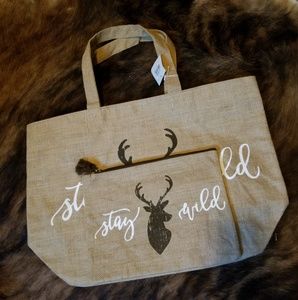 "STAY WILD" Tote with Pouch Set